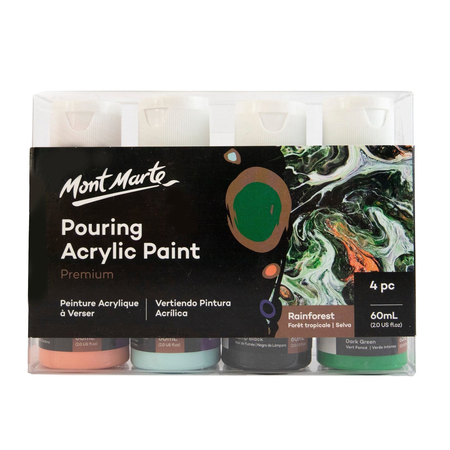 Mont Marte Pouring Set - Rainforest - 4x60ml in Flaschen