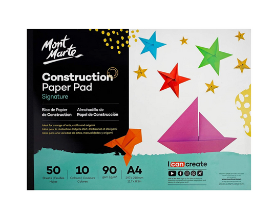 Mont Marte Signature Bastelpapier Block – 50 Blatt in 10 Farben, A4 / A5