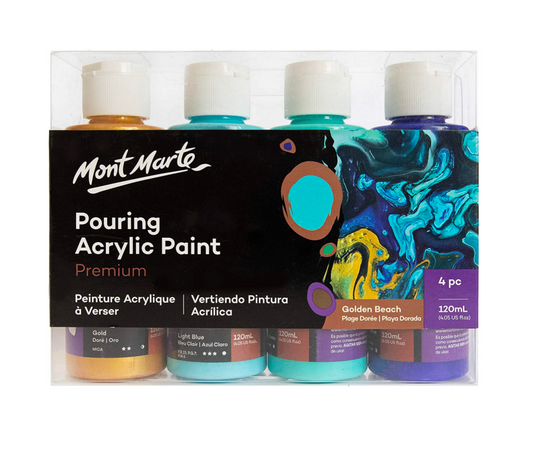 Mont Marte Pouring Set - Golden Beach - 4x120ml in Flaschen