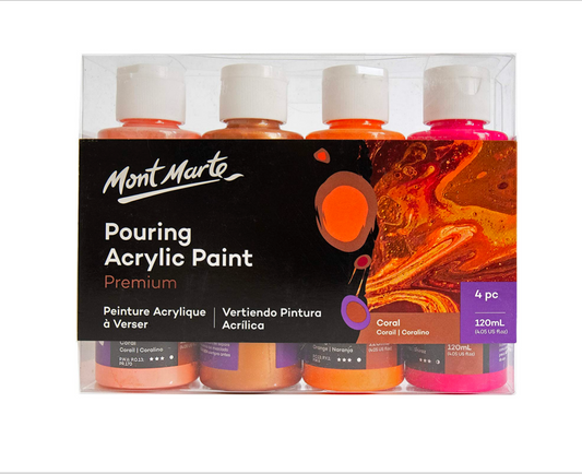 Mont Marte Pouring Set -  Coral - 4x120ml in Flaschen