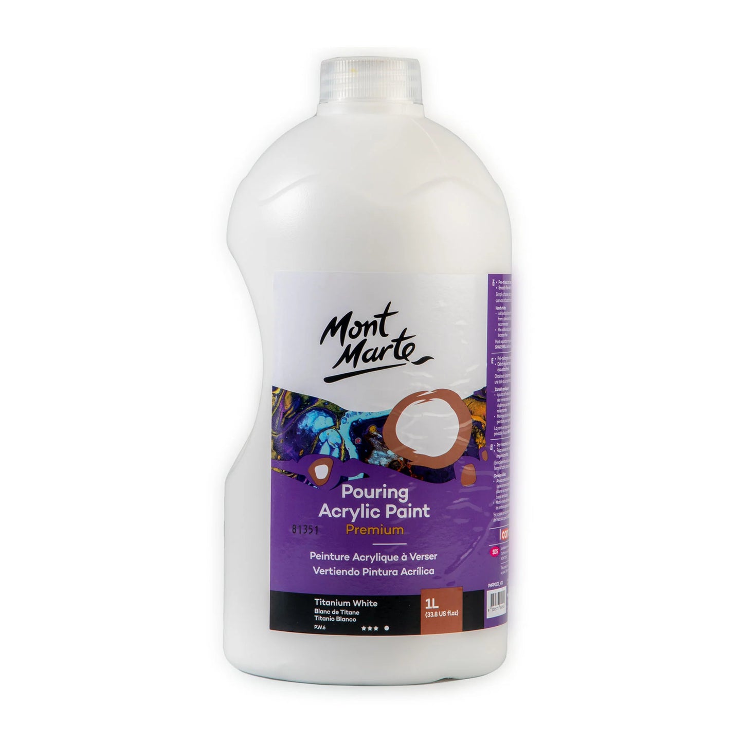 Mont Marte Pouring Acrylfarbe – 1 Liter (Schwarz, Weiß)