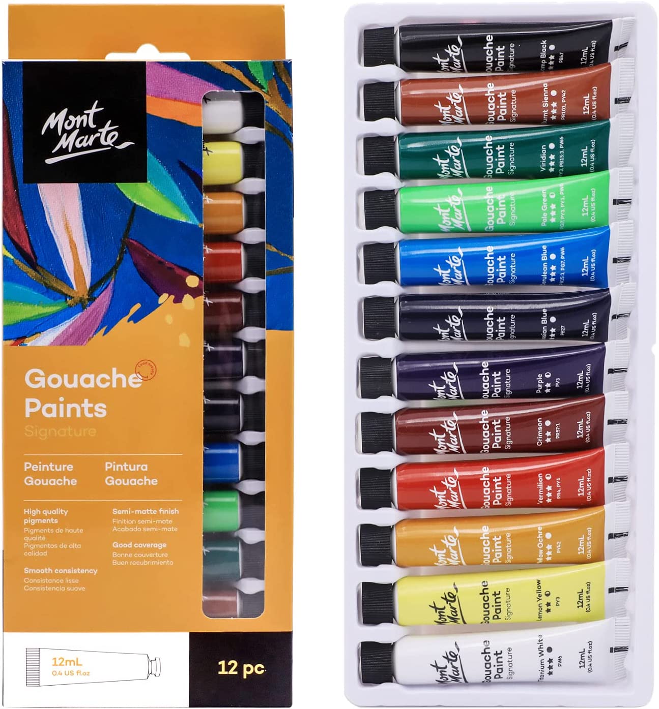 Mont Marte Gouachefarben Set Premium – 12 /24 x12ml in Tuben